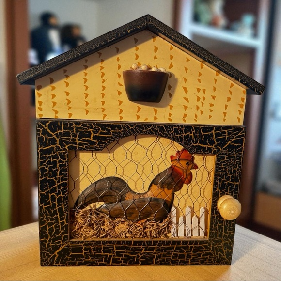 Rustic Rooster Wall Cabinet with Chicken Wire Front – Farmhouse Kitchen Decor - Picture 1 of 16